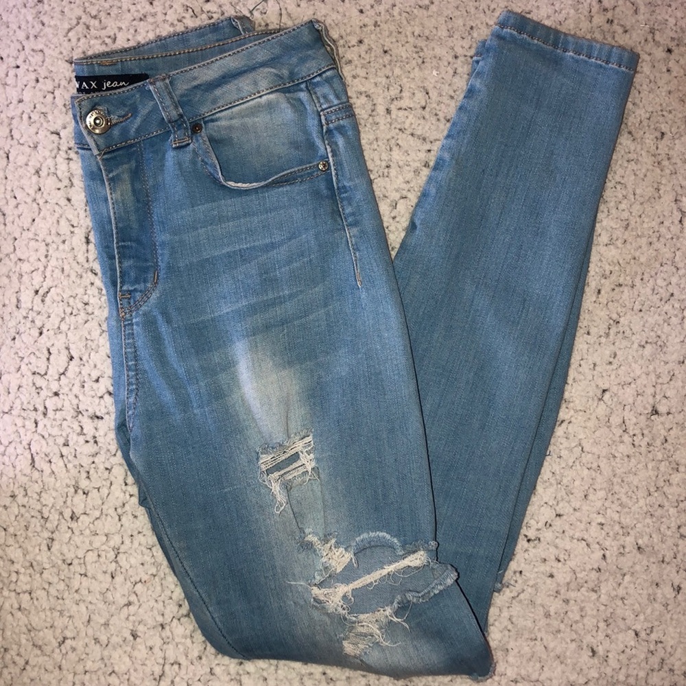 distressed high waisted jeans